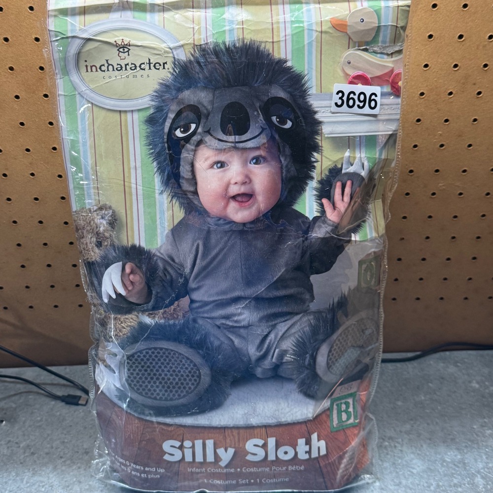 InCharacter Silly Sloth Costume Unisex Infant Medium 12-18 Months Grey Plush Set